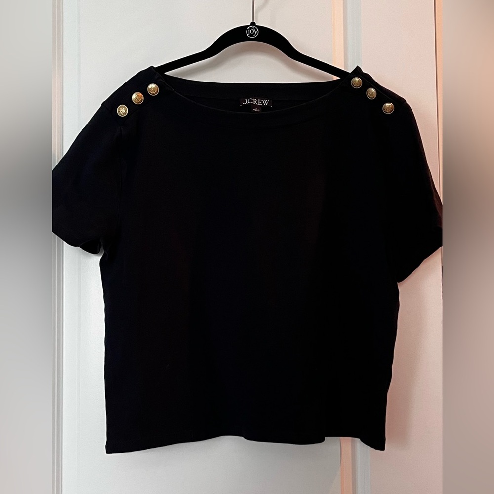 J. Crew Black Sailor Style Short Sleeve T-Shirt